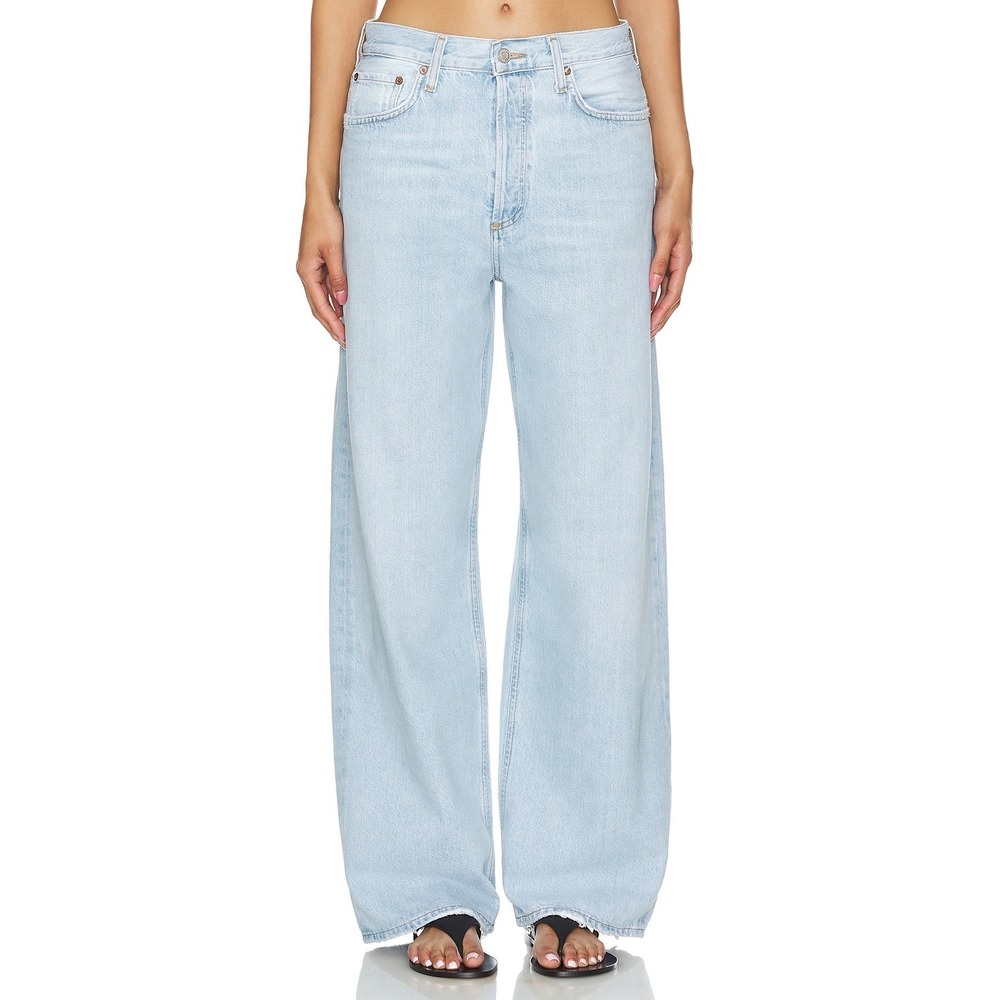AGOLDE Low Slung Baggy‎ Size 29 Light Blue Jeans Wide Leg Distressed Hem